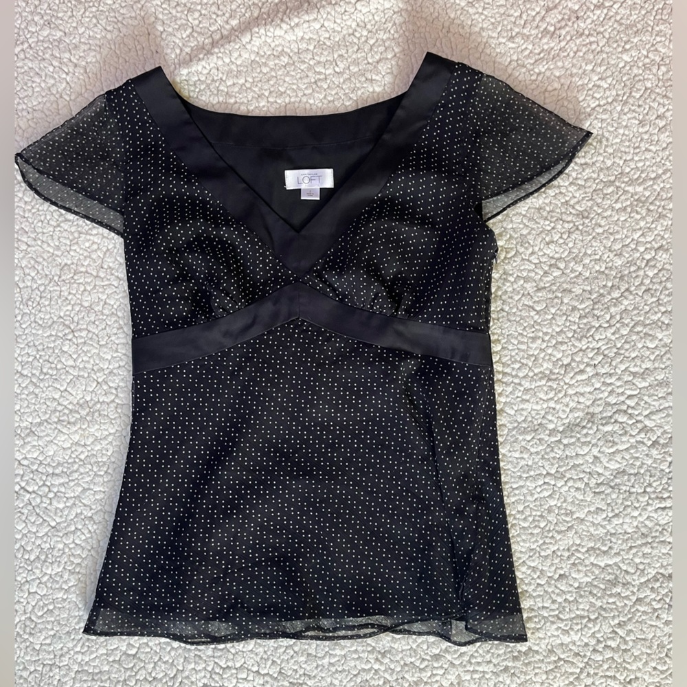 LOFT Black Polka Dot Top